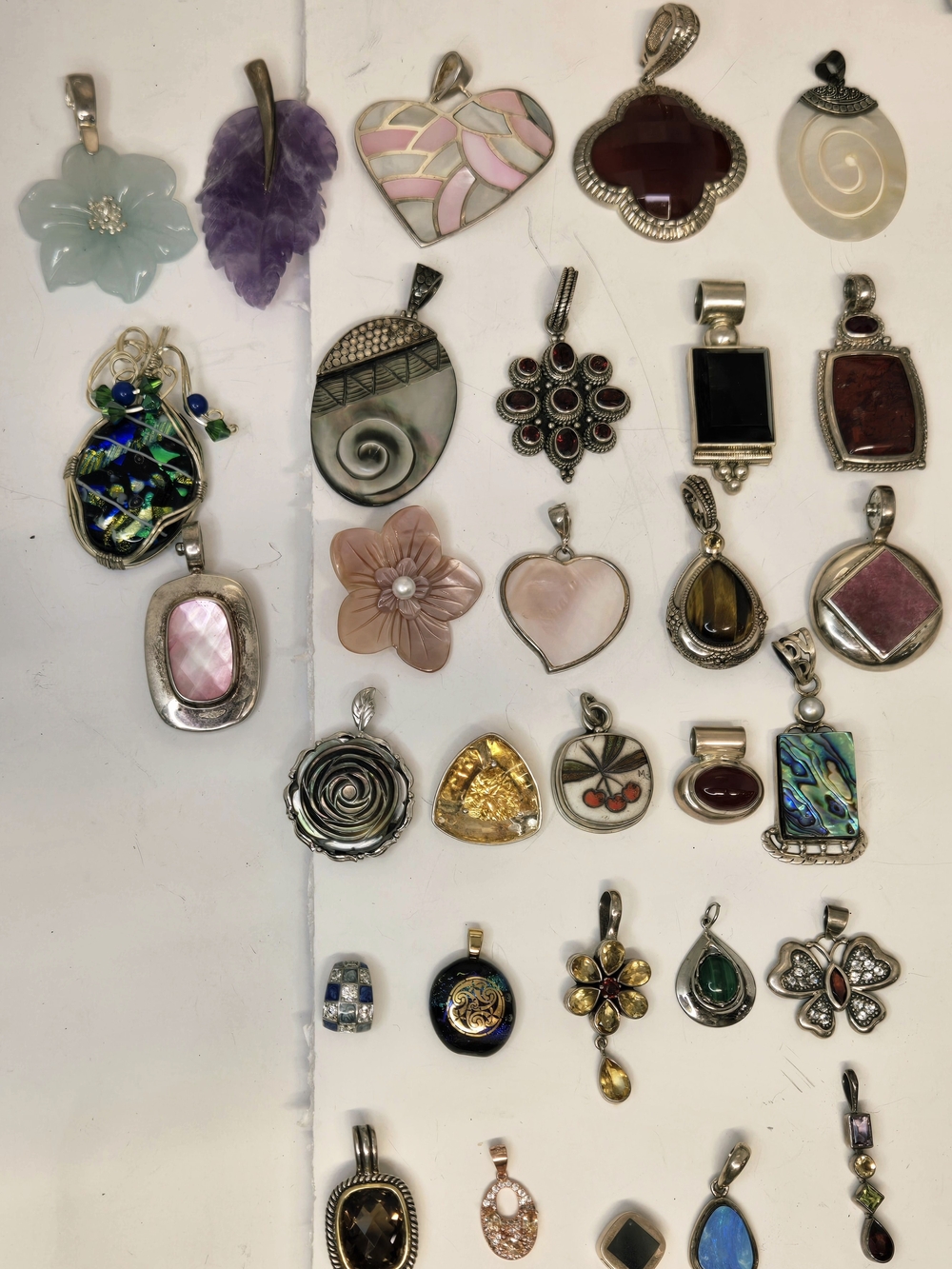 30 Sterling Silver Assorted Women’s Multicolor Gemstone Pendant Collection